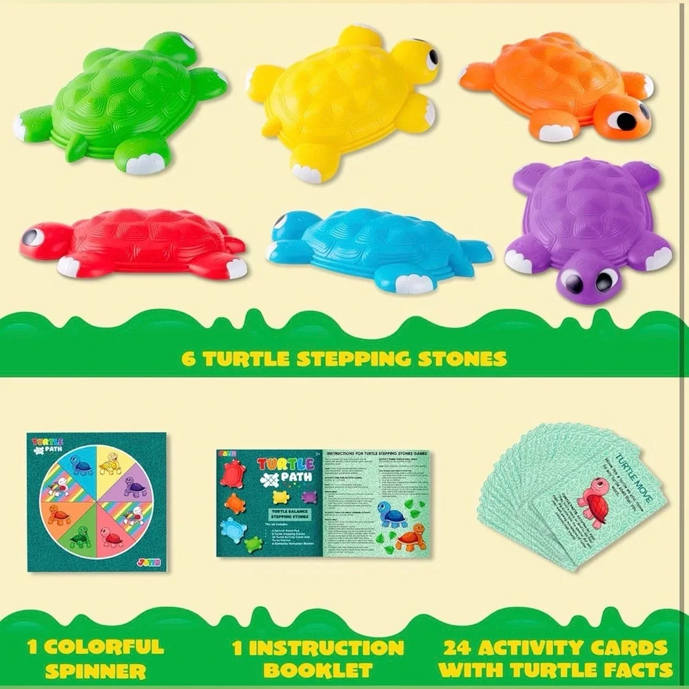 JOYIN Turtle Path Balance Stepping Stones 6 Pcs. Ages 3+  Indoor or Outdoor Play